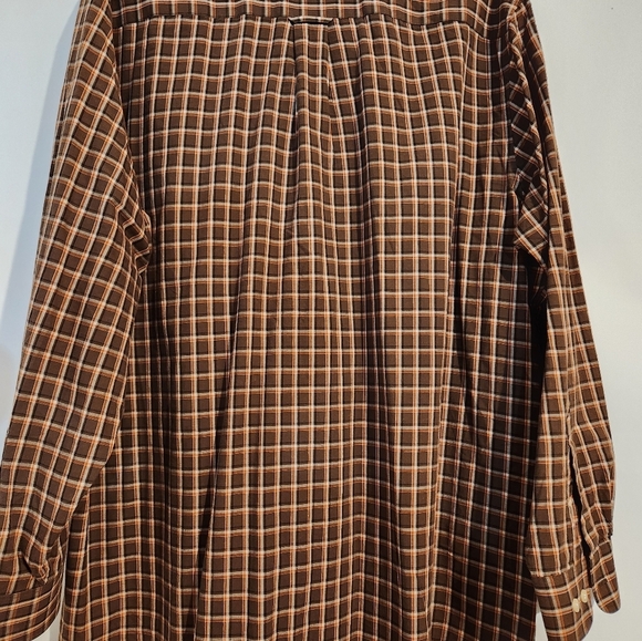 Saddlebred Tallman Men's Brown Plaid Long Sleeve Shirt 2XLT Vintage - Picture 5 of 10